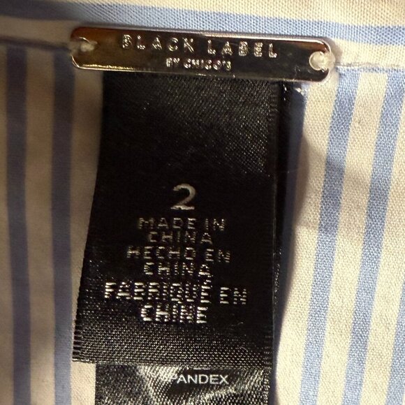 Chico's Black Label Wrap Shirt Blue & White Stripe Size 2 (Large) - Picture 2 of 8